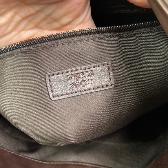 Frye  Scooped Hobo Crossbody Bag Brown Faux Leather 15x11” magnetic closure